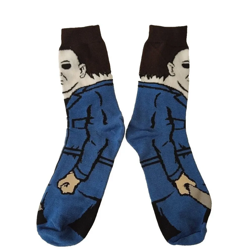 Halloween Friday 13th Jason Michael Myers Movies 2 Pair Men Sz 6-12 Socks NWOT